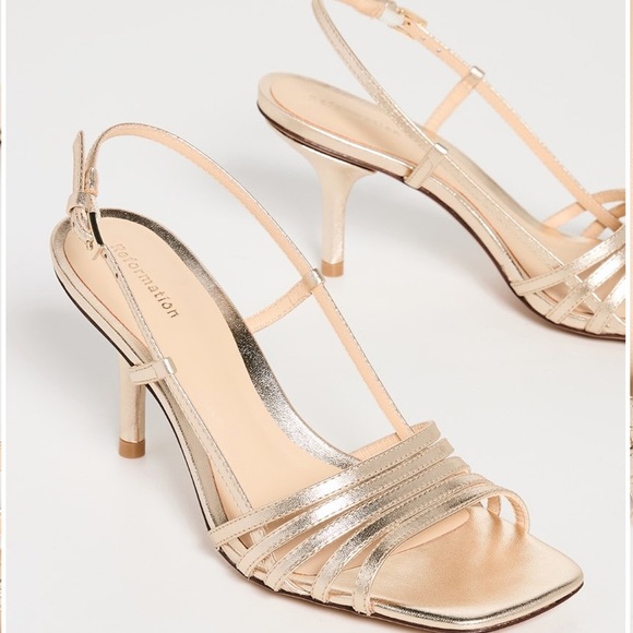 REFORMATION Elsie Slingback Gold Heels Sandals size 9.5 - Picture 3 of 16